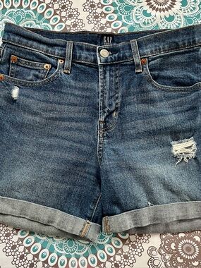 Shorts GAP Distressed Rolled Hem Denim Shorts — Blue